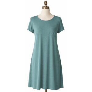 Peruvian Connection T-Shirt Dress‎ Womens Small Teal Jersey Short Sleeve Casual
